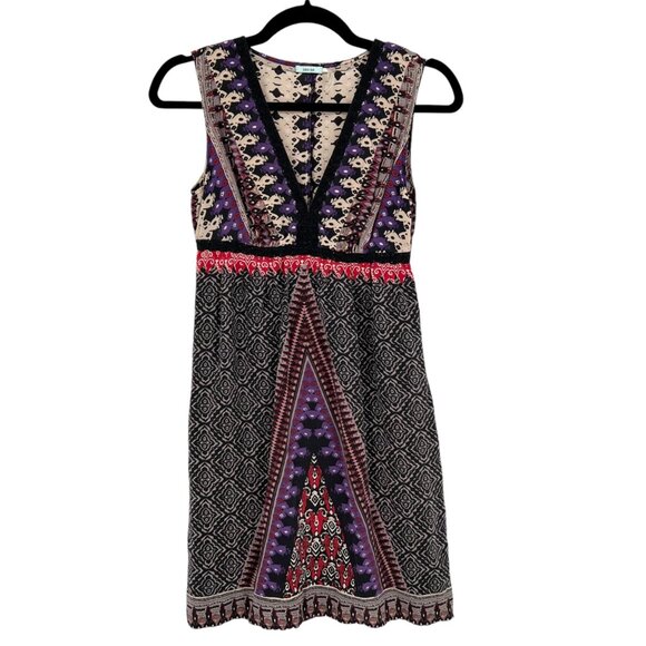 Kimchi Blue Silk Boho Sleeveless Mini Dress Purple Black Multicolor Size Small - Picture 1 of 10